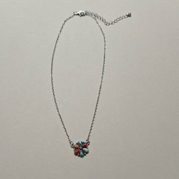 Boho Multicolor Floral Necklace N1707 - Picture 2 of 5